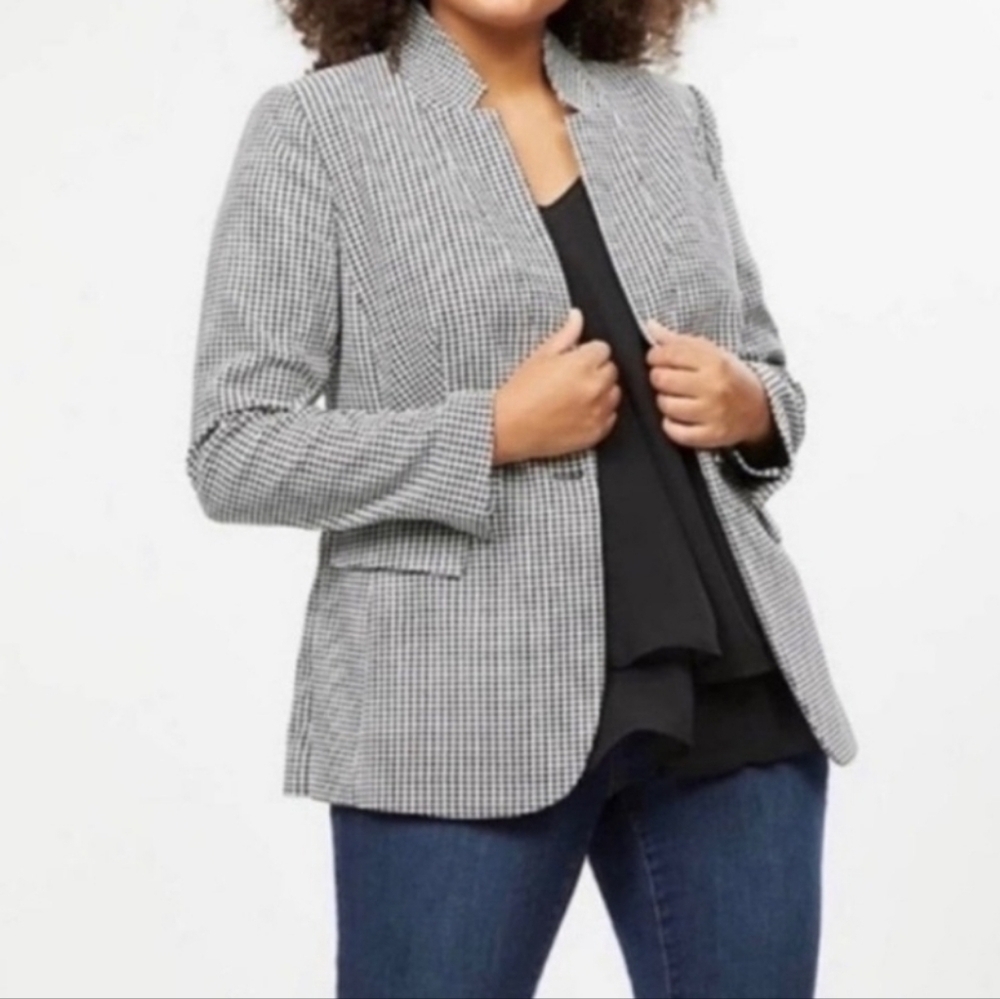 Lane Bryant The Bryant Blazer Black & White Houndstooth Tailored Classic Jacket